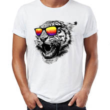 Novidade camiseta masculina estilo tigre, arte impressionante, olhos para a cidade, visão da natureza, manga curta, camiseta top, harajuku streetwear 2024 - compre barato