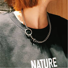 Harajuku Streetwear Stainless Steel Chain Necklace Gothic Metal Chain Collar with O Round Unisex Choker Friendship Gifts 2024 - buy cheap