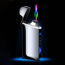 Gift Fire Men Windproof Lighter Double shipping Plasma Arc Drop Touch Lighter Finger USB print Lighters Metal Cigarette Electric 2024 - buy cheap