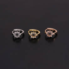 1 PCS Simple Small Hollow Flower Circle Piercing Hoop Earring Trendy Gold Color Micro Pave CZ Cartilage Ear Clip Cuff Jewelry 2024 - buy cheap