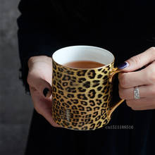 New Bone Porcelain Mark Cup Ceramic Milk Cup with Hand Cup Creative Leopard Print Phnom Penh Tea Cup with Spoon Floral Teacups 2024 - buy cheap