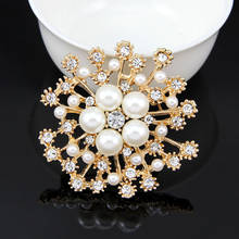 Delicate Popular Big Simulated Pearl Snowflake Rhinestone Gold-color Silver-color Brooches for Women Brooch Pins Jewelry 2024 - buy cheap