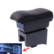 Reposabrazos con compartimento central para coche Volkswagen, reposabrazos universal con doble elevación y USB, para modelos Polo V 2009-2020 2024 - compra barato