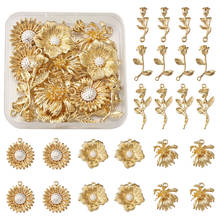 24pcs/box Rose Flower Charms Alloy Pendants Light Gold Color DIY Jewelry Findings for Necklace Bracelet Making Accessories 2024 - buy cheap