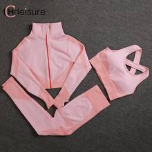 CHRLEISURE Stripped Two Piece Set Women Seamless Fitness Tracksuit Women Push Up Bra High Waist Leggings Zipper Sexy 2 piece set 2024 - buy cheap