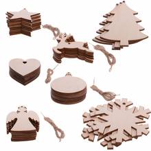 10PCS/ Lot Santa Claus nowflake Star Boots Bells Christmas Tree Hanging Wooden Ornaments Party Christmas Decorations For Home 2024 - buy cheap