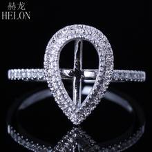 Helon 6x10mm pêra corte sólido 14k ouro branco diamantes naturais reais semi montagem anel de noivado jóias finas na moda das mulheres 2024 - compre barato