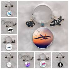 DIY airplane keychain travel exploration glass dome airplane charm pendant keychain men and women gift jewelry keychain. 2024 - buy cheap
