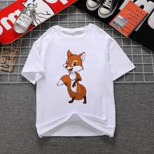 Cute Fox Cartoon Printed Ladies T-shirt Short Sleeve Summer TShort Top Fun Tee T-shirt Women O-Neck Harajuku Graphic T-shirt 2024 - buy cheap