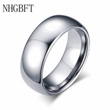 Nhgbft 8mm largo polido liso duro metal carboneto de tungstênio anel de casamento feminino/masculino rosa ouro 2024 - compre barato