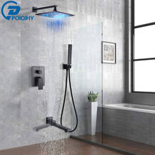 POIQIHY Bathroom Faucet Black Waterfall Shower Bath Faucet Wall Mount Bathtub Shower Mixer Tap Bathroom Concealed Faucet Shower 2024 - buy cheap
