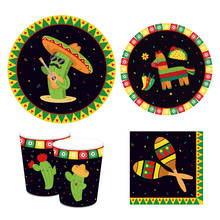 Set De decoraciones para fiesta De México, set De platos desechables con dibujos De Cactus, servilletas, vasos, recuerdos De cumpleaños, suministros De vajilla, 44 unids/set 2024 - compra barato
