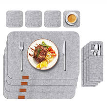 Felt Anti-Slip Dining Table Placemats Set Heat Insulated Coasters Cutlery Storage Bags 2024 - buy cheap