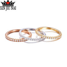 Anel de noivado 3 cores, branco natural ou ouro rosa, joias finas redondas, anéis pequenos para casais 2024 - compre barato