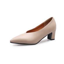 Big Size 11 12 13  ladies high heels women shoes woman pumps Cutting foot with sharp head, shallow mouth and square heel 2024 - buy cheap