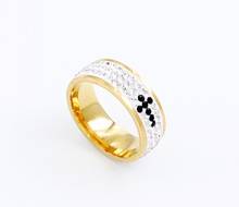 QIANBEI 8MM Gold 3Row CZ Inlay Cross Stainless Steel Ring Band Eternity Men Women Wedding Party Valentine Gift 2024 - buy cheap