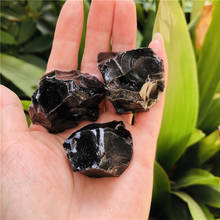 Piedras de cuarzo obsidiana negra en bruto, cristales de roca áspera, curación de Reiki metanísica 2024 - compra barato