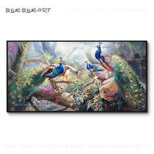 Pintura al óleo de pavo real de alta calidad, pintura al óleo de alta calidad, pintada a mano, artista profesional de China 2024 - compra barato