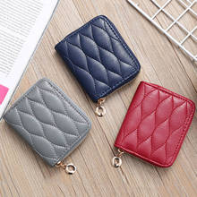 Korean Embroidery Grid Line Mini Zipper Wallet Women Coin Change Purse Bank Credit ID Card Holders Cover Short Wallet Billfold 2024 - buy cheap