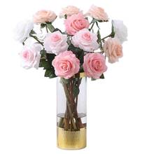 10 шт. поддельные один стебель Настоящее прикосновение Роза 17,91 "Длина моделирование увлажняющий розы для дома Свадебные Декоративные искусственные цветы 2024 - купить недорого