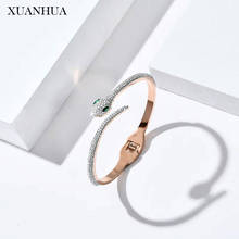 Xuanhua pulseiras femininas de serpente em ouro rosado, joias de aço inoxidável, acessórios de joias para mulheres 2024 - compre barato