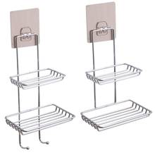 1pc Double Layer Bathroom Soap Dish Holder Rack Kitchen Bathroom Storage Basket Shelves Shower Tray With Suction Cup 2024 - buy cheap