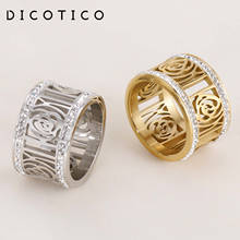 Dicotico-anillo de acero inoxidable para Mujer, sortija Bohemia con forma de rosa, Circonia cúbica, zirconia, circonita, zirconita, color dorado 2024 - compra barato