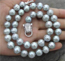 Leopard Clasp AAA 10-12MM NATURAL SOUTH SEA BAROQUE GRAY PEARL NECKLACE 18" 2024 - buy cheap