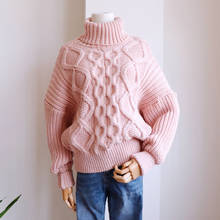 Suéter feminino gola alta, pulôver grosso quente tricô estilo coreano roupas femininas xz658 2024 - compre barato