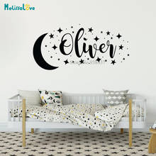Moon And Star Personalized Decal Nursery Baby Room Chlid Playroom Custom Name Color Decor Removable Vinyl Wall Sticker BD149 2024 - buy cheap