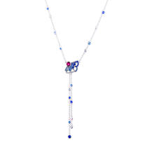 Colar y com pingente de prata esterlina 925 genuína, azul & rosa, joias finas para mulheres, colares e pingentes 2024 - compre barato