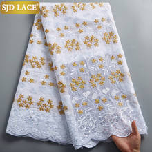 SJD LACE Withe Embroidery Golden African Dry Lace Fabric 5Yards Garment Materials Swiss Voile Lace In Switzerland For PartyA2384 2024 - buy cheap