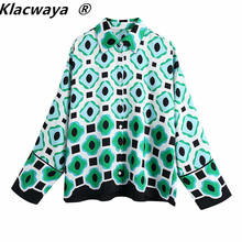 Klacwaya-Blusa holgada con estampado geométrico para mujer, camisa Vintage de manga larga con botones, 2021 2024 - compra barato