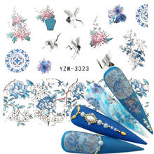 2020 nova chegada 1 pc arte do prego flor azul cores rosa água design tatuagens etiqueta do prego decalques para beleza manicure ferramentas 2024 - compre barato