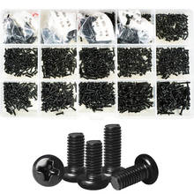 Máquina Phillips de cabeza redonda, tornillo de rosca métrica, Kit de surtido de pernos, M1-M4 de acero al carbono, color negro 2024 - compra barato
