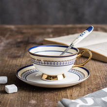Copo de café de porcelana em estilo britânico, copo de chá e cerâmica, copo da tarde em inglês e vermelho, caixa de presente 2024 - compre barato
