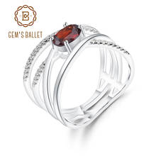 GEM'S BALLET-anillo clásico de Plata de Ley 925 para mujer, joya ovalada de rojo granate Natural, Cruz de piedras preciosas, joyería fina de boda 2024 - compra barato