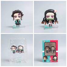 Anime Demon Slayer: Kimetsu no Yaiba Kamado Tanjirou & Kamado Nezuko Cute Mini PVC Action Figure Figurine Statue New With Box 2024 - buy cheap