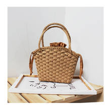 New Women's Hand-made Straw Woven Bag Seaside Photo Beach Bag Handbag with Drawstring Bag Summer Girl's Gift Bag Shoulder Bag 2024 - buy cheap