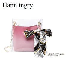 HANN INGRY Fashion Lady Messenger Crossbody Bag Transparent PU Chains bowknot Candy Color Jelly Summer Beach 2/P Handbag H313D 2024 - buy cheap