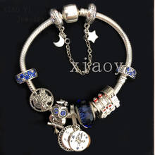 XIAOYI 2020 New 100% S925 School of Witchcraft and Wizardry Graduation season Owl train blue glass star and moon bracelet female 2024 - buy cheap