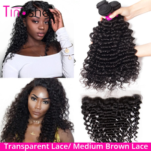 Tinashe Hair Deep Wave Bundles With Frontal Transparent Lace Closure With Bundle Brazilian Curly Human Hair Bundles With Frontal 2024 - buy cheap