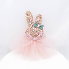 Shiny Colorful Sequins Padded Patches Chiffon Skirt Bow Rabbit Applique for DIY Baby Clothes Shoes Hat Headwear Crafts Decor G56 2024 - buy cheap