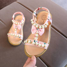 Детские сандалии для маленьких девочек; римские сандалии с бантом, жемчугом и кристаллами; обувь принцессы; детские сандалии для девочек; пляжные сандалии; Прямая поставка 2024 - купить недорого