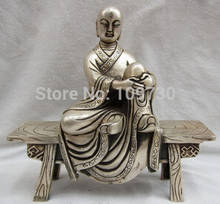 free shipping<<< Lucky Chinese Buddhism Bronze Silver arhat Buddha Figures statues 2024 - buy cheap
