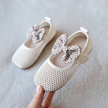 Sapatos infantil de tecido respirável, sapatos com laço de malha para festa de bebês, crianças e meninas, verão 2024 - compre barato
