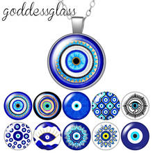 Evil eye Blue eye religion symbol beauty Round Pendant Necklace Glass Cabochon Silver color Jewelry Women Party Birthday Gift 2024 - buy cheap