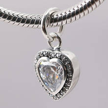 S925 Silver  Pendant DIY Jewelry Sparkling Love Dangle Charm fit Lady Bracelet Bangle Clear CZ 2024 - buy cheap