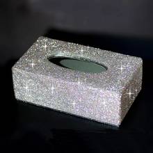 Caja de pañuelos para servilletas, cubierta Rectangular de cristal con diamantes de imitación brillantes y blancos, tipo de bloque 2024 - compra barato