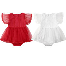 2020 Princess Toddler Baby Girls Romper Dress Ruffles Short Sleeve Lace Solid Tutu Dress Jumpsuits 2 Colors 2024 - buy cheap